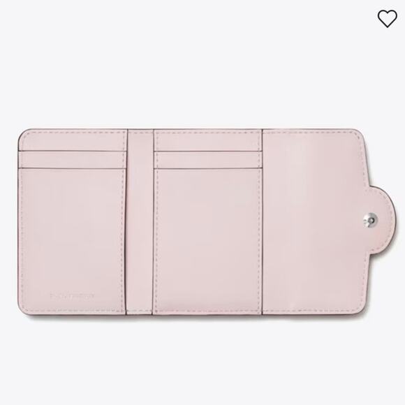 NEW Tory Burch Small Robinson Spazzolato Wallet Powder Pink Patent Leather - Picture 3 of 14